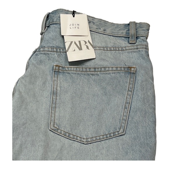 Zara Jeans Mens 44 Distressed Light Wash Straight Leg Raw Hem High Rise Denim - Picture 3 of 9